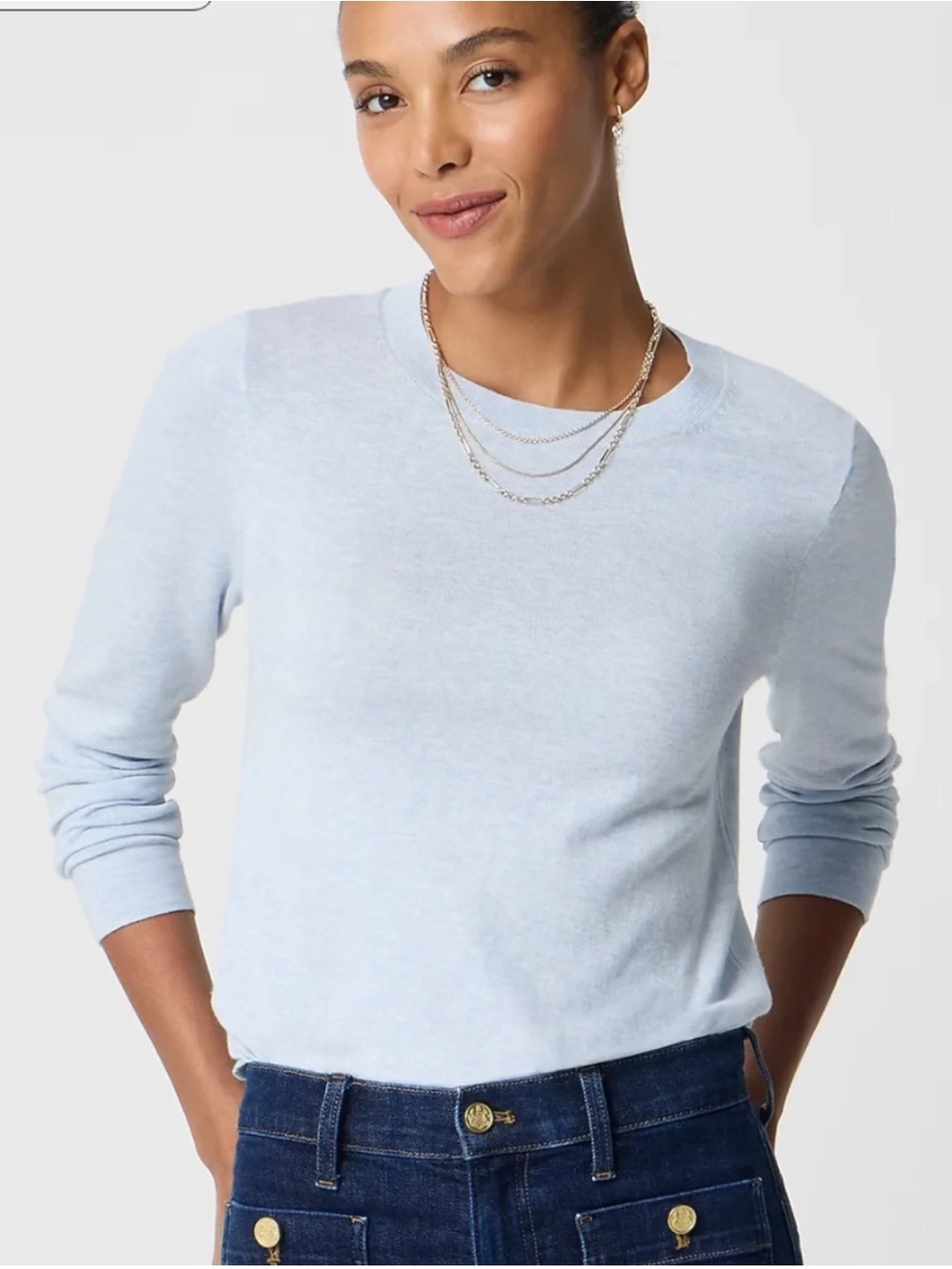 NWT J. Crew Teddie Pale Blue Crewneck Sweater